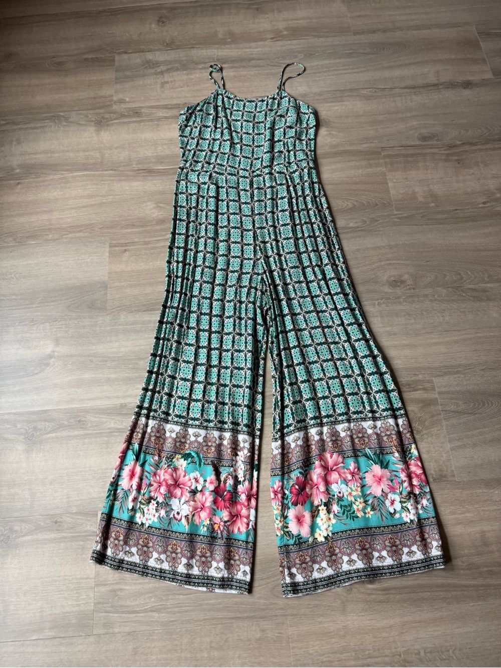 FARM Rio x Anthropologie "Honolulu" Geo Floral Wide Leg Jumpsuit Size Small - Picture 12 of 12